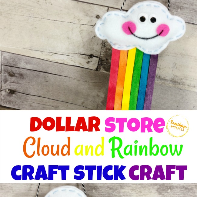 Dollar Store Cloud And Rainbow Craft Stick Craft For Kids