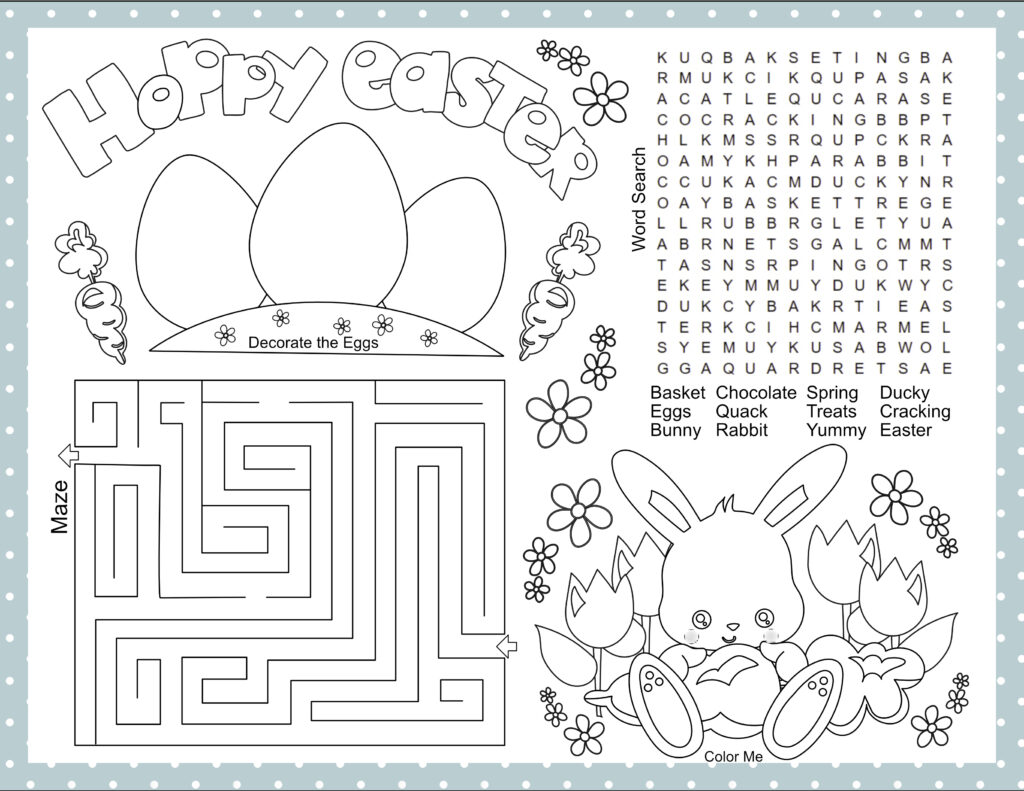 FREE Printable Easter Activity Placemat For Kids Sunshine Whispers