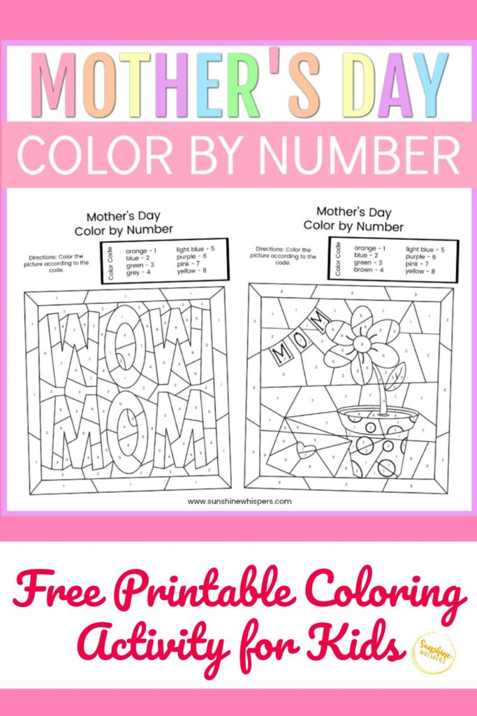 mother's day colornumber free printable coloring pages