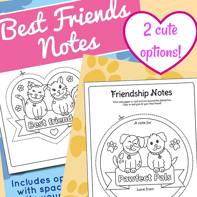 Super Cute Best Friends Coloring Page Notes