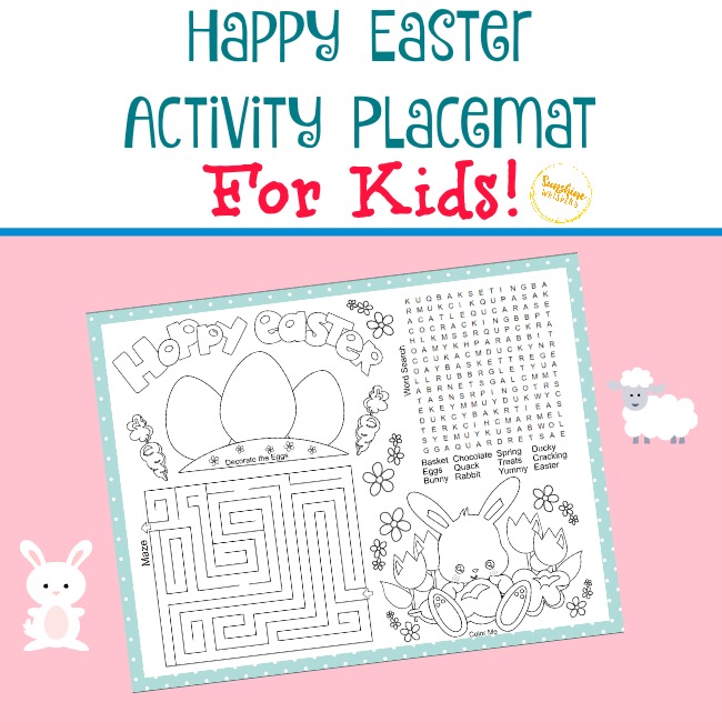 happy easter activity placemat for kids