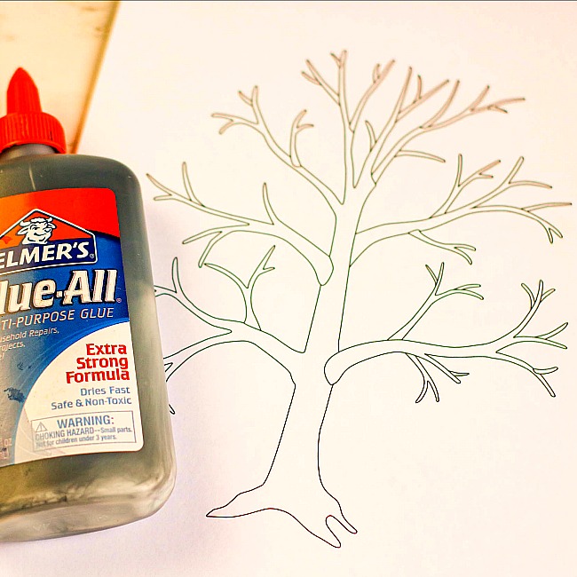 black glue fall tree craft for kids