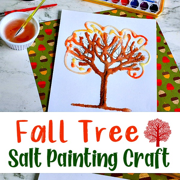Fall Tree Salt Painting Craft for Kids (with FREE Printable!)