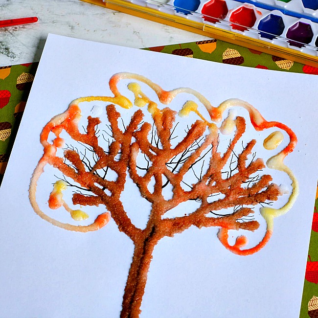 Fall Tree Salt Painting Craft