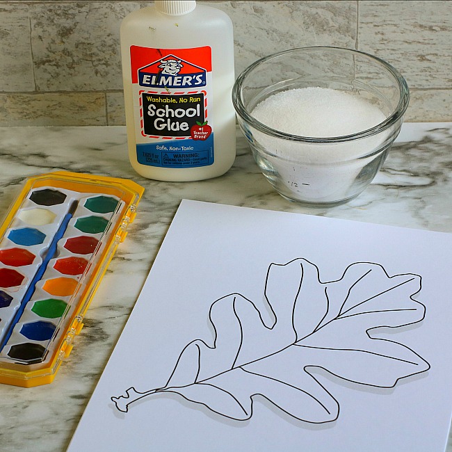 fall leaf salt painting craft for kids