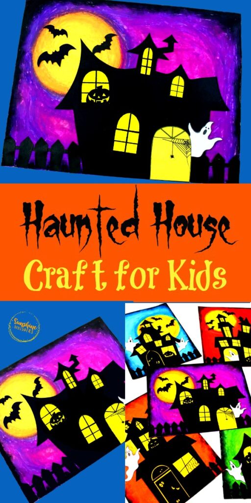 haunted house oil pastel craft