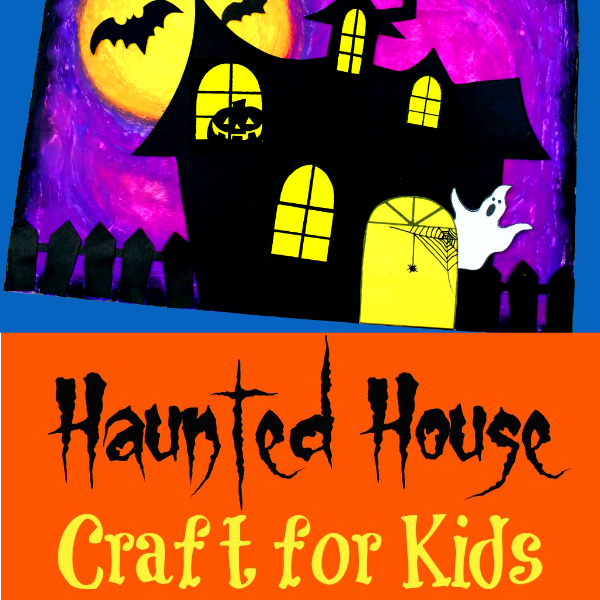 Haunted House Oil Pastel Craft For Kids {with FREE template!}