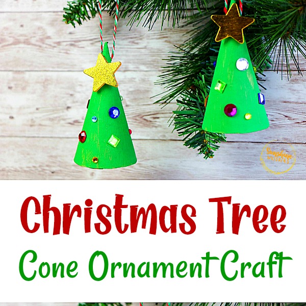 Super Easy Christmas Tree Cone Ornament Craft for Kids