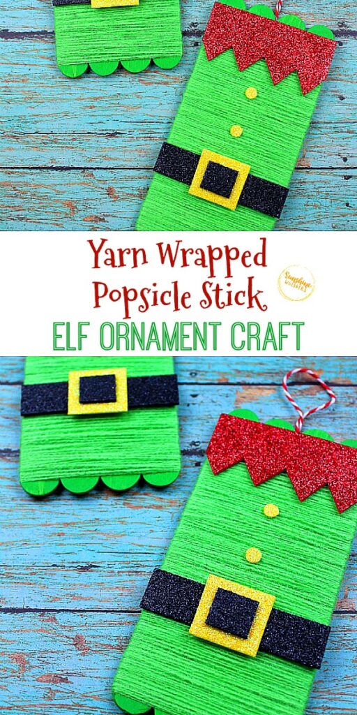 yarn wrapped popsicle stick elf ornament