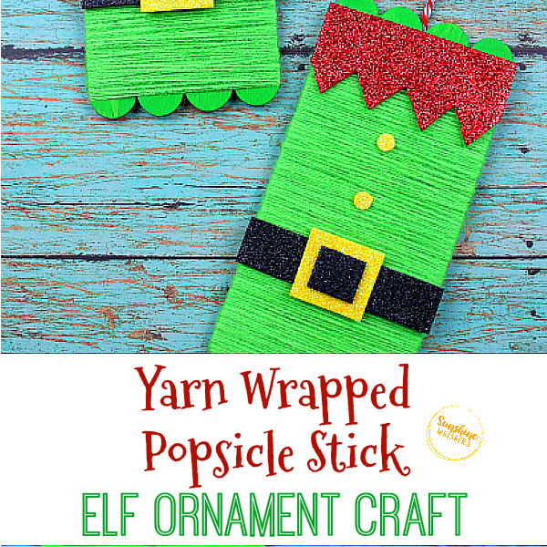 Yarn Wrapped Popsicle Stick Elf Ornament Craft