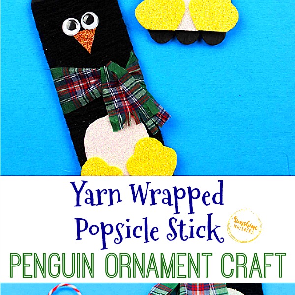 Yarn Wrapped Popsicle Stick Penguin Ornament Craft