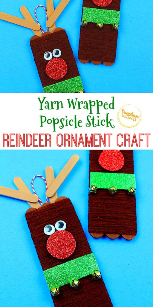 Yarn Wrapped Popsicle Stick Reindeer Ornament Craft Reindeer Handprint Ornament