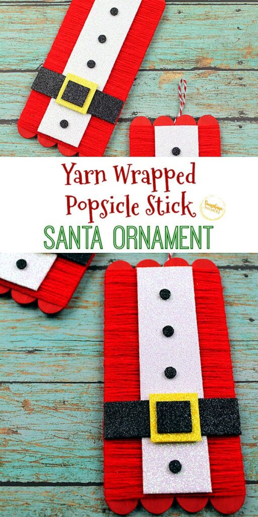 yarn wrapped popsicle stick santa ornament